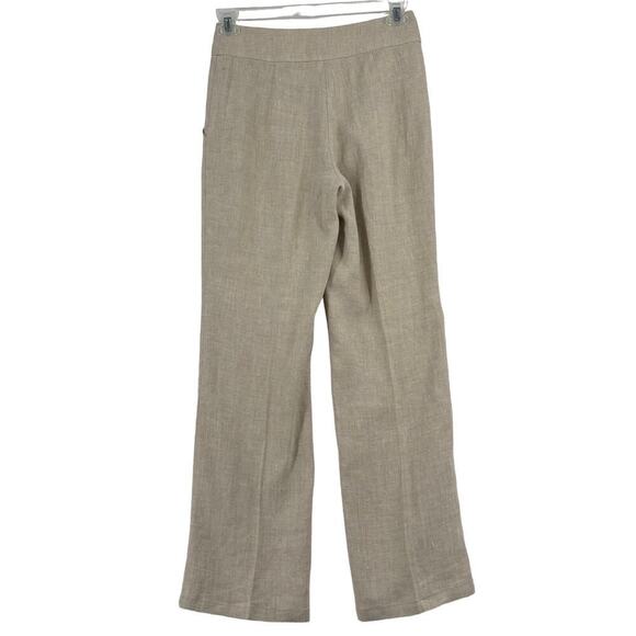Vivid 100% Linen High Rise Trouser Pants Straight Leg Beige Women's Size 4 - Picture 7 of 12